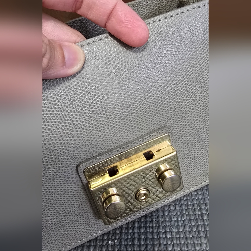 Furla Metropolis Gray Crossbody Bag with Chain - Picture 10 of 15